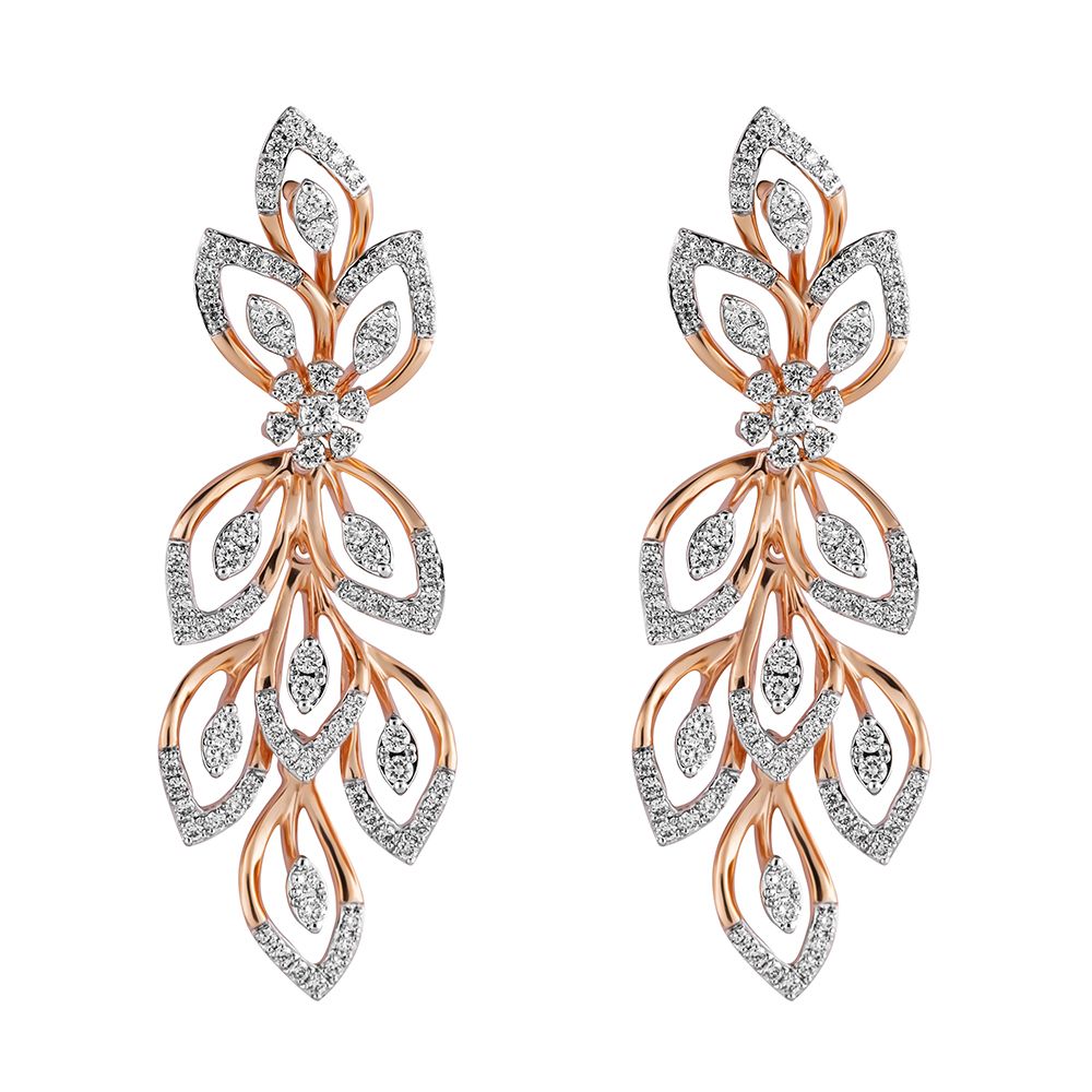 Mesmerising Peacock Design Diamond Earrings-Earrings-OSE23A11-D400X0B