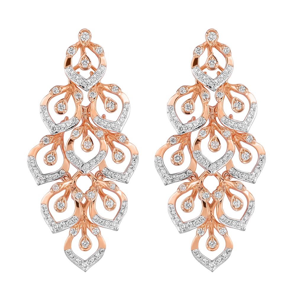 Stylish Rose Gold Peacock Feather Design Jewellery Set-All Jewellery-ONS23A12-D400X0B