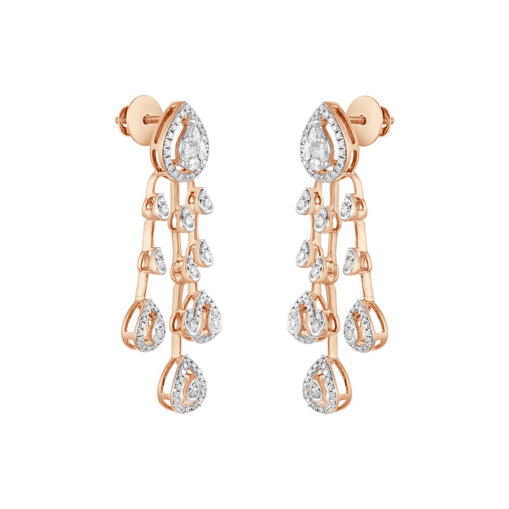 Resplendent Drop Design Diamond Earrings-Earrings-OSE23A15-D400X0B