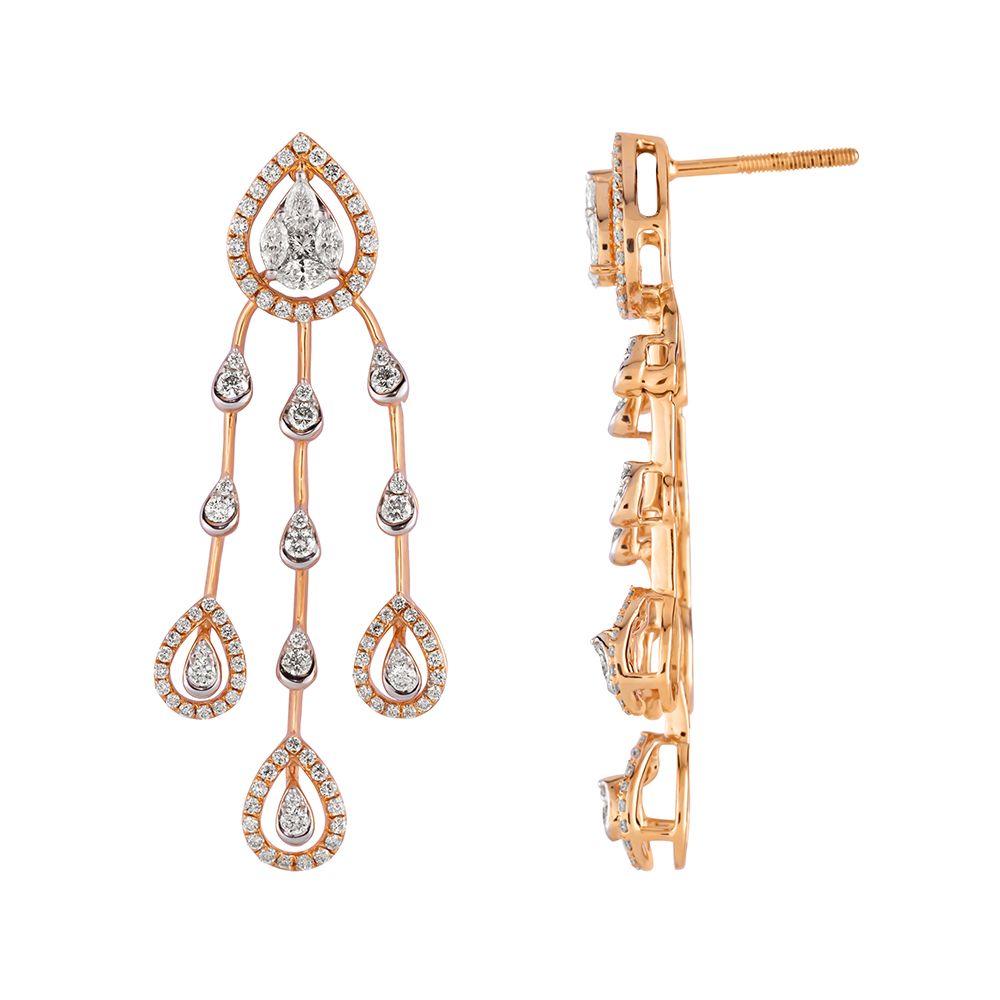 Resplendent Drop Design Diamond Necklace Set-Diamond-ONS23A15-D400X0B