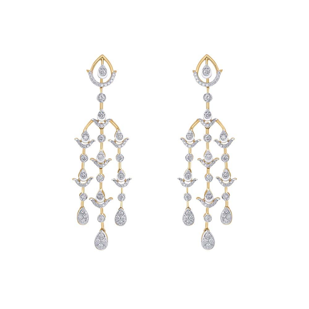 Stunning Diya Design Diamond Danglers-Earrings-OSE23A16-D400R0B