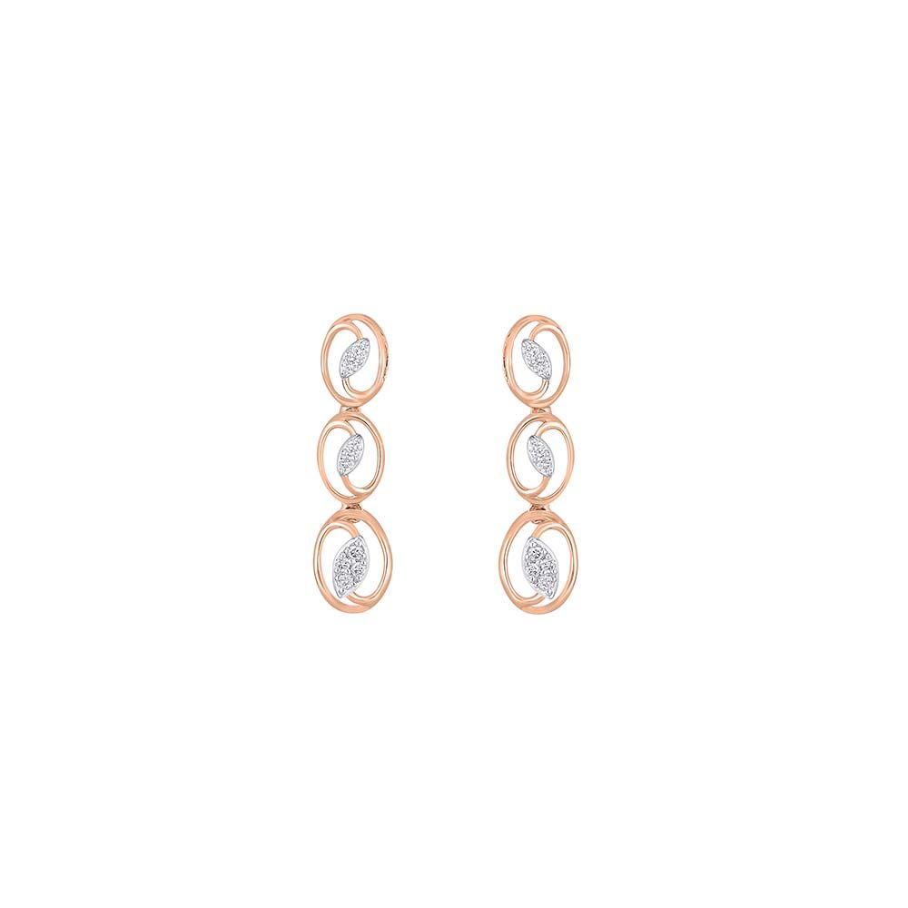 Classic Rose Gold Diamond Necklace and Earrings Set-Necklace Sets-ONS23A19-D400X0B