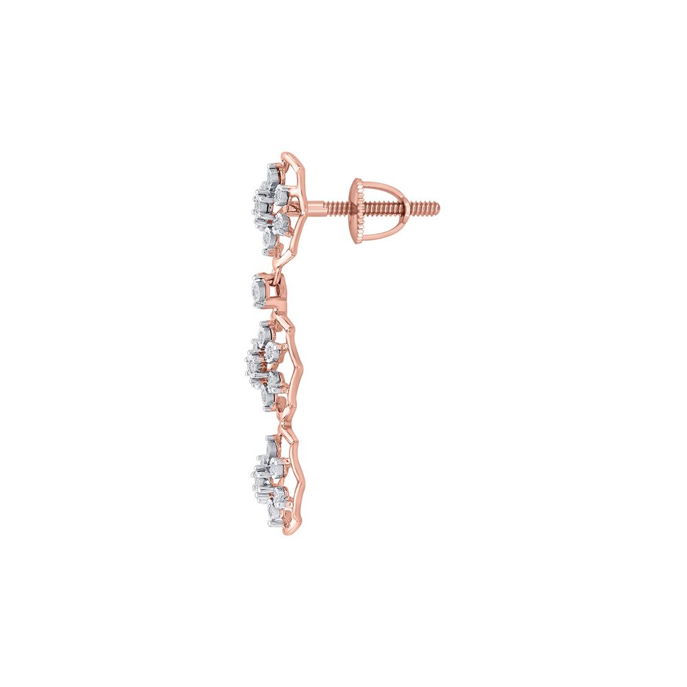 Floral Diamond and Rose Gold Earrings-Earrings-OSE23A25-D900X0C
