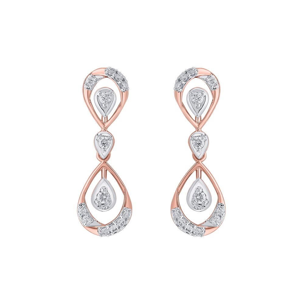Gleaming Drop Design Diamond Earrings-Earrings-OSE23A26-D400X0B