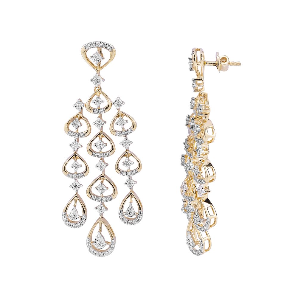 Graceful Diamond and Yellow Gold Danglers-Earrings-OSE23A29-D400R0B