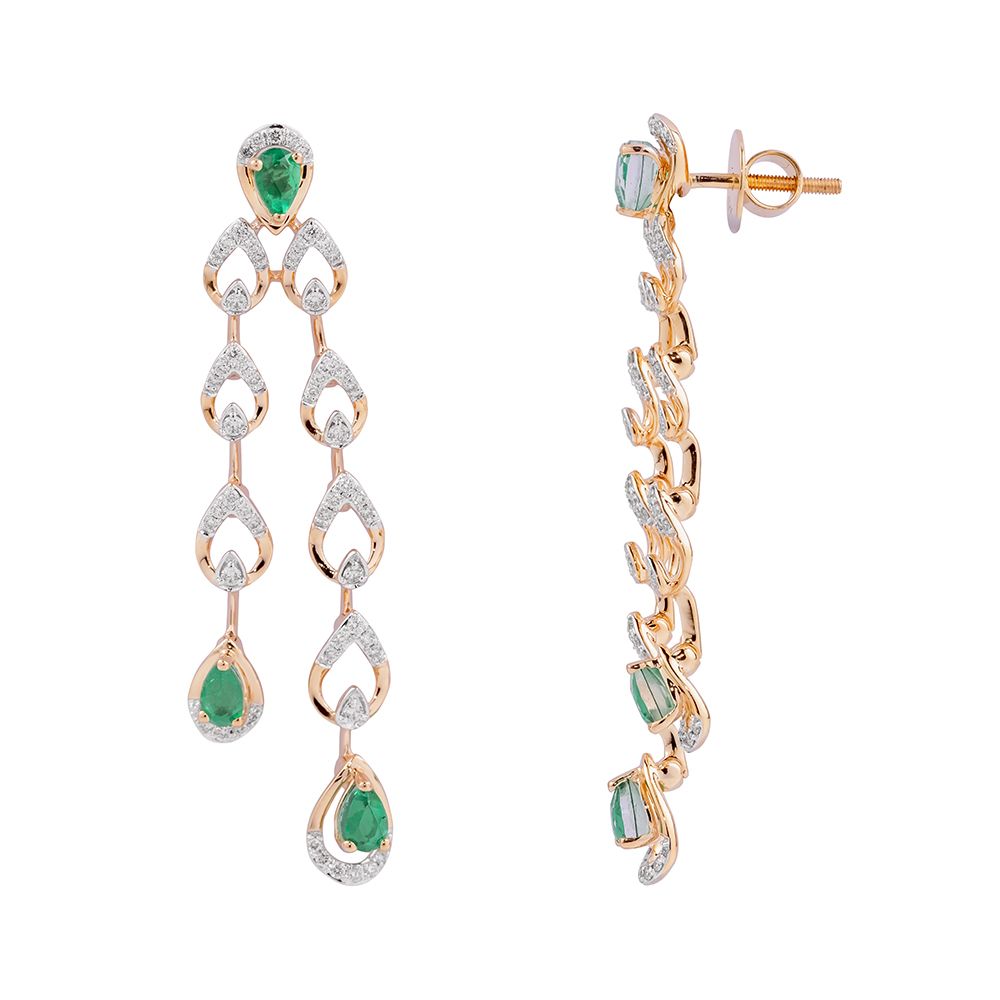 Elegant Diamond and Green Gemstone Necklace Set-All Jewellery-ONS23A31-D423X0B