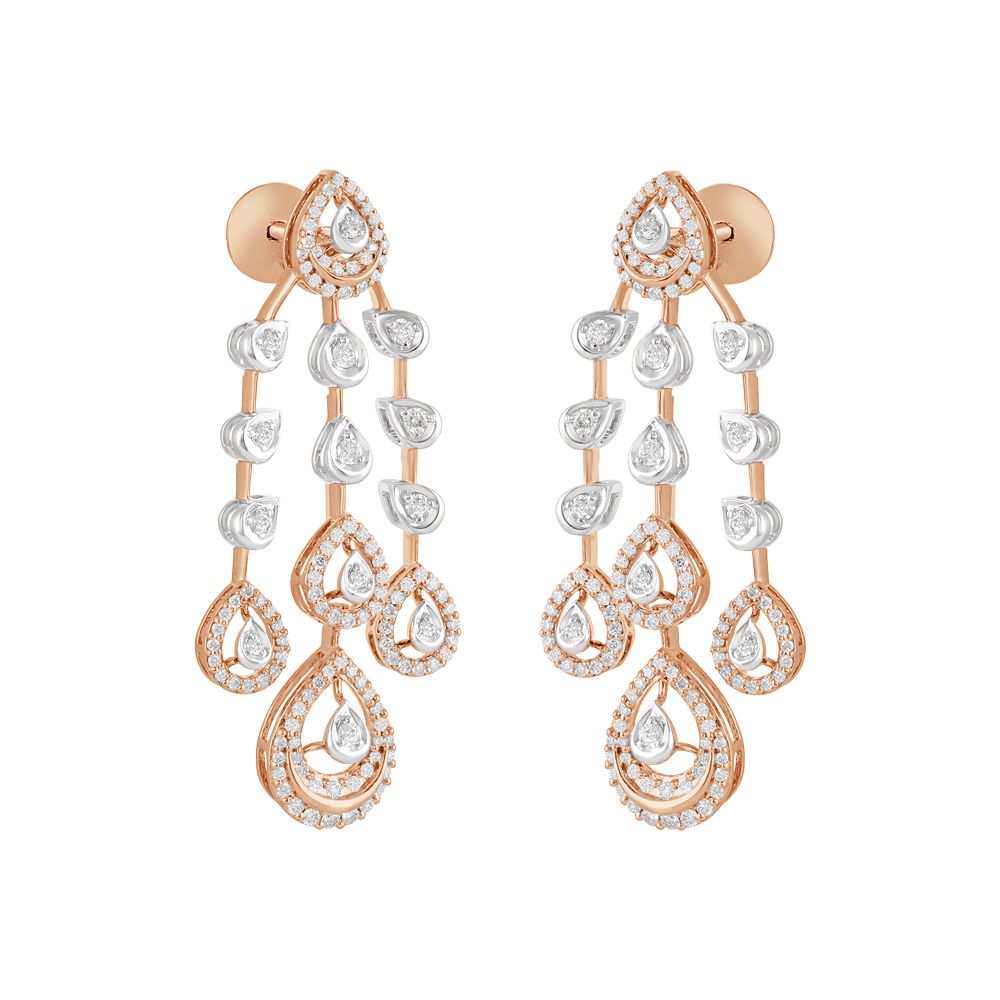 Elaborate Lattice Pattern Diamond Jewellery Set in Rose Gold-Necklace Sets-ONS23A39-D400X0B