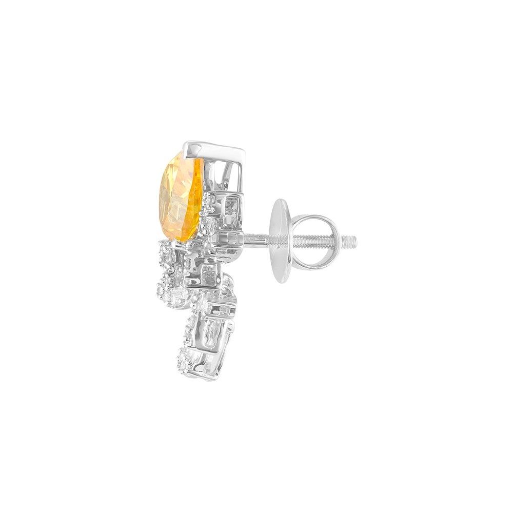 Radiant Floral Diamond and Yellow Stone Earrings-Earrings-OSE23A54-D332W0B