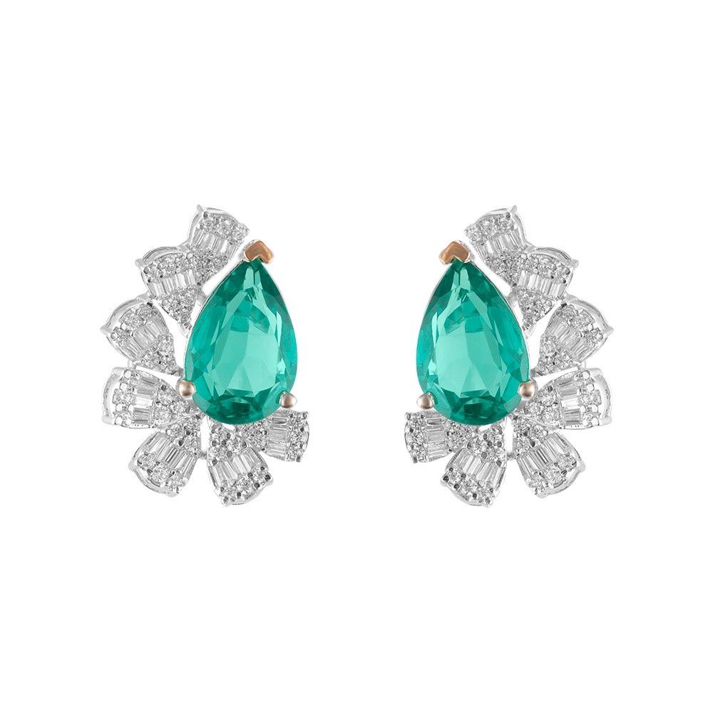 Contemporary White Gold and Diamond Cocktail Studs-Earrings-OSE23A56-D323W0B