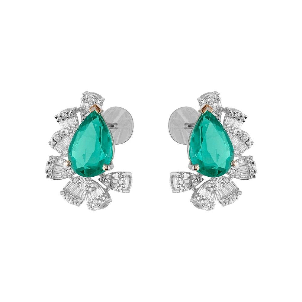 Contemporary White Gold and Diamond Cocktail Studs-Earrings-OSE23A56-D323W0B
