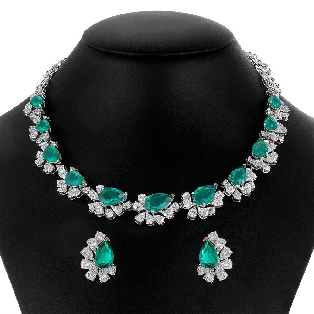 Contemporary White Gold and Diamond Cocktail Necklace Set-Diamond-ONS23A56-D323W0B