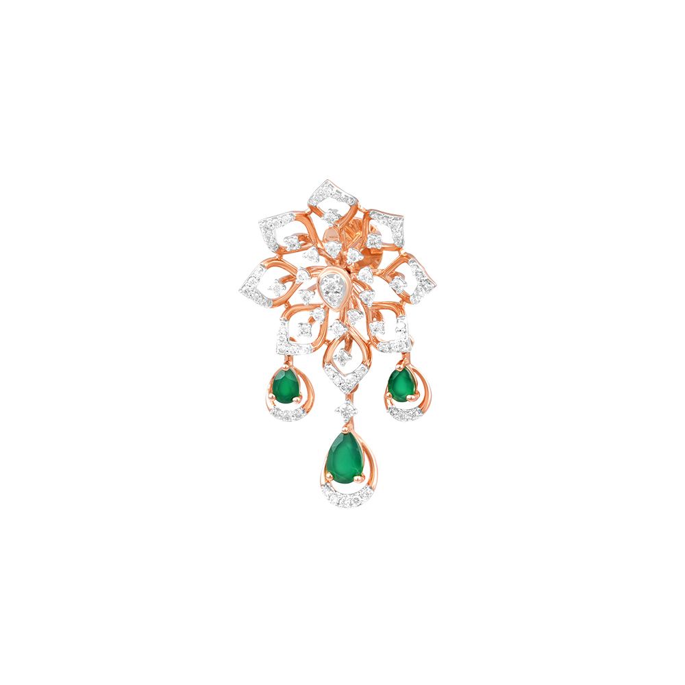 Delicate Floral Diamond Rose Earring-Earrings-OSE24A11-D424X0B