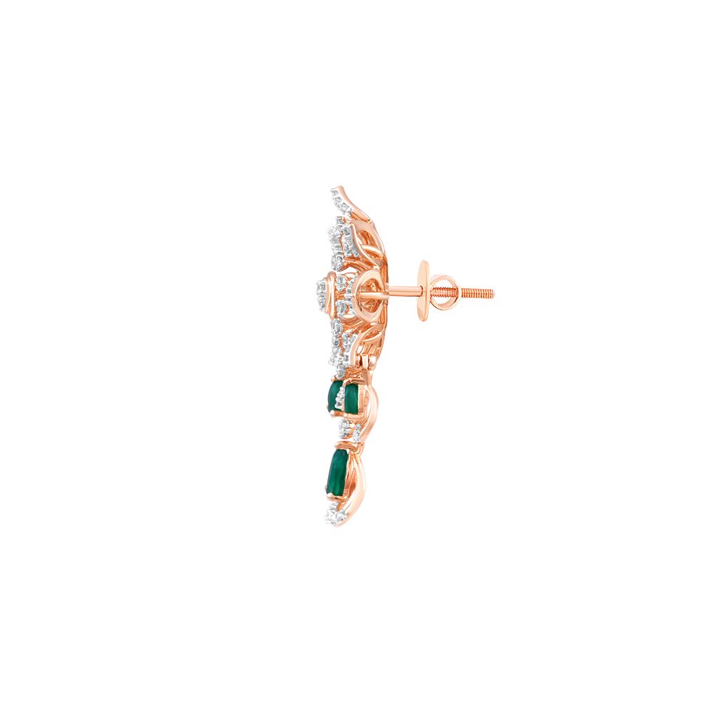 Delicate Floral Diamond Rose Earring-Earrings-OSE24A11-D424X0B