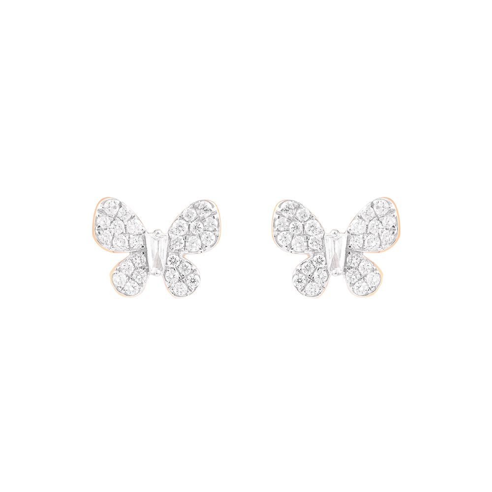 Radiant Butterfly Diamond Rose Earring-Earrings-OSE24A18-D300X0B