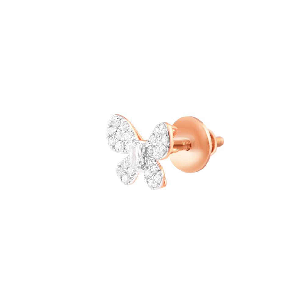 Radiant Butterfly Diamond Rose Earring-Earrings-OSE24A18-D300X0B