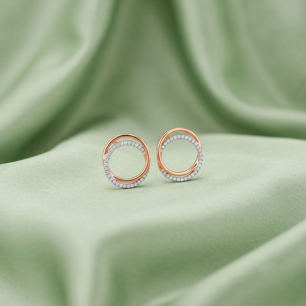 Stylish Rose Gold and Diamond Earring-Earrings-OSE24A39-D900X0C