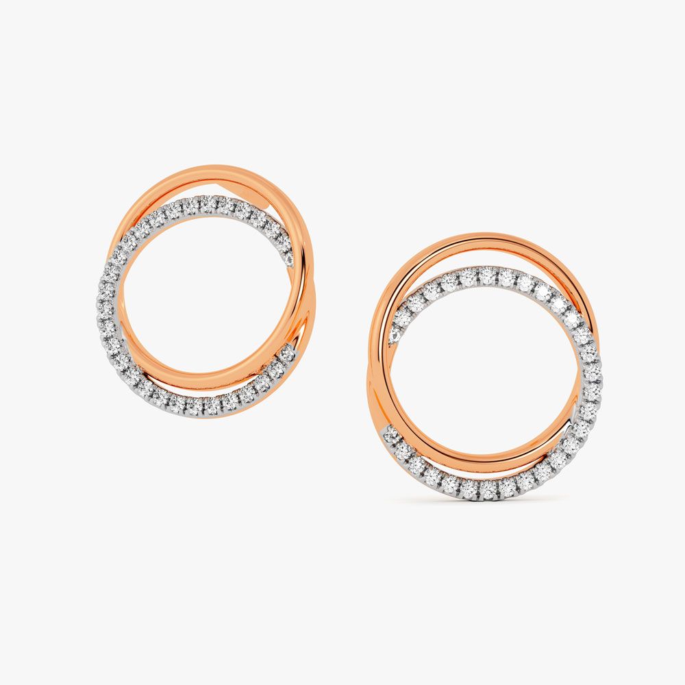Stylish Rose Gold and Diamond Earring-Earrings-OSE24A39-D900X0C