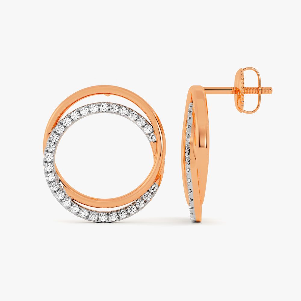 Stylish Rose Gold and Diamond Earring-Earrings-OSE24A39-D900X0C