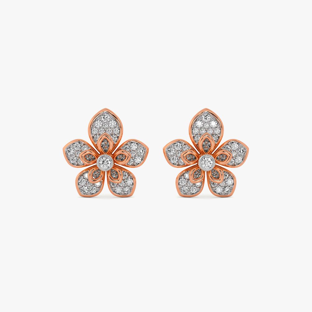 Eclectic Floral Diamond Studs-Earrings-OSE24A74-D400X2B