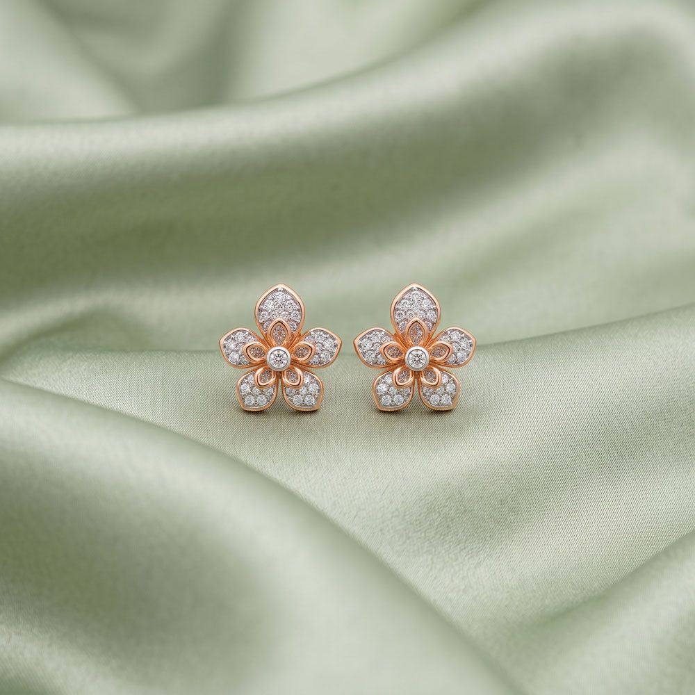 Eclectic Floral Diamond Studs-Earrings-OSE24A74-D400X2B