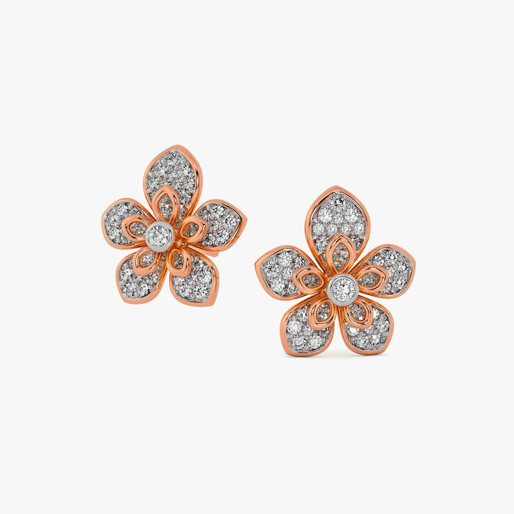 Eclectic Floral Diamond Studs-Earrings-OSE24A74-D400X2B