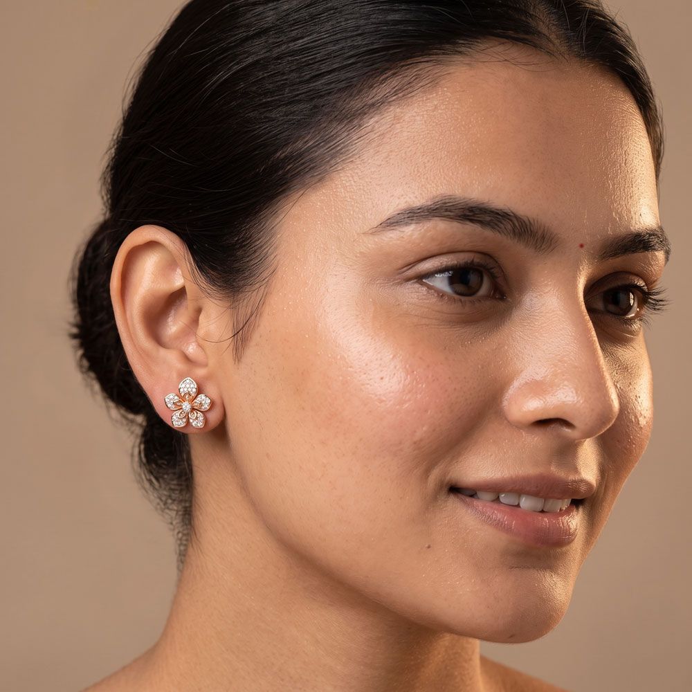 Eclectic Floral Diamond Studs-Earrings-OSE24A74-D400X2B