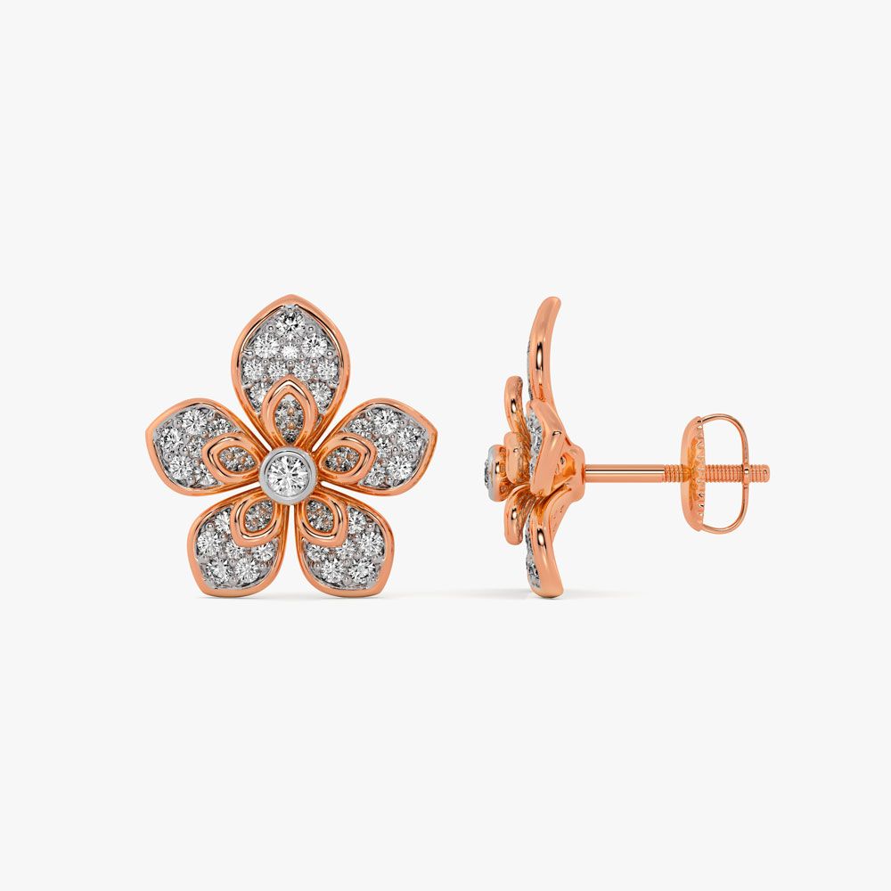 Eclectic Floral Diamond Studs-Earrings-OSE24A74-D400X2B