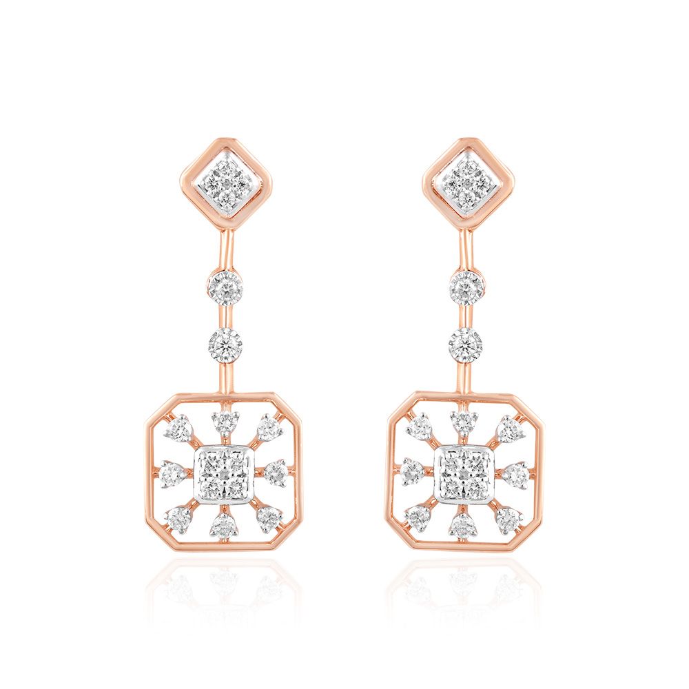Geometric Dazzle Diamond Earrings-Earrings-OSE25A05-D400X2C