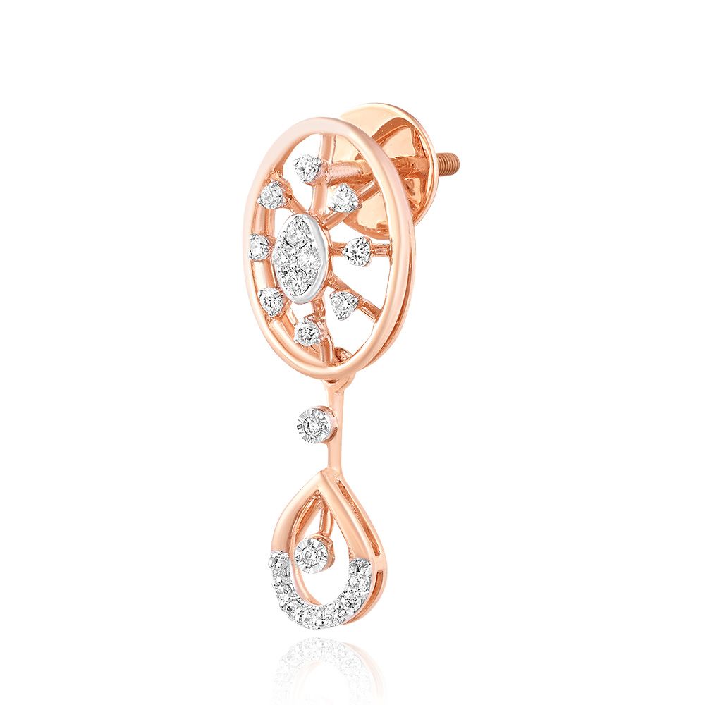 Diamond Oval Drop Earrings-Earrings-OSE25A06-D400X2C