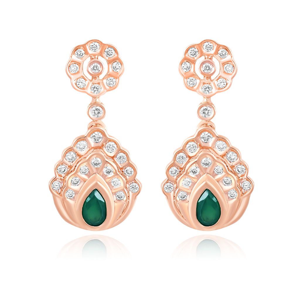 Queens Diamond Green Necklace Set-All Jewellery-ONS25A37-DE27X0B