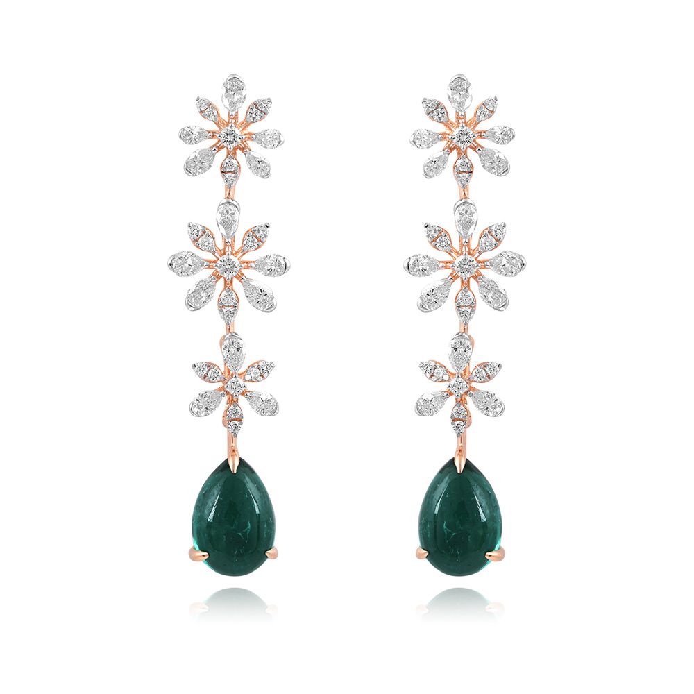 Stunning Emerald Floral Necklace Set-All Jewellery-ONS25A46-D345X0B