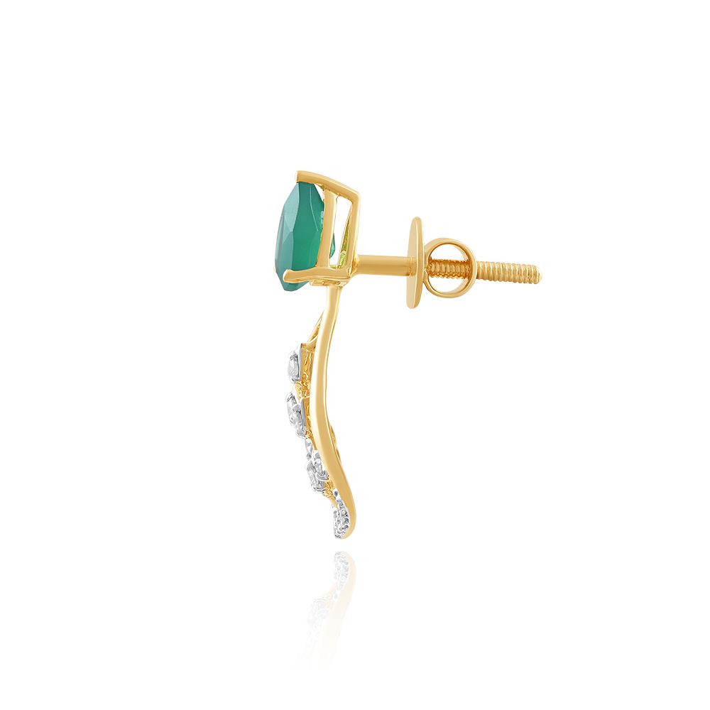 Green Leaf Diamond Earrings-Earrings-OSE25A96-D435R2C