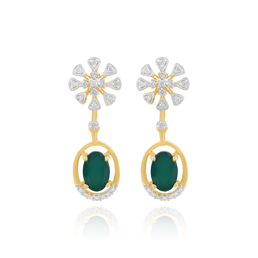 Graceful Diamond Floral Earrings-Earrings-OSE25A97-D435R2C
