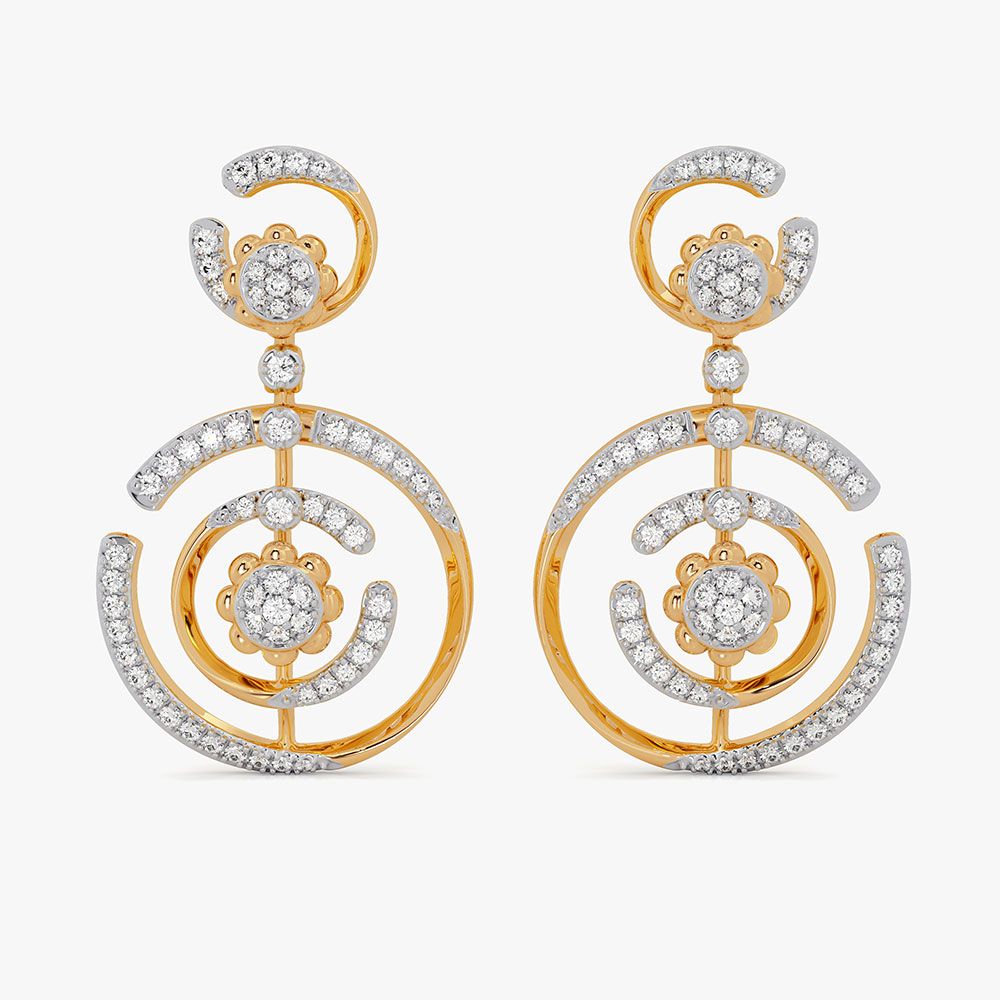Dazzling Cosmos 14KT Diamond Dangler Earrings-Earrings-OSE26AE6-D400RDC
