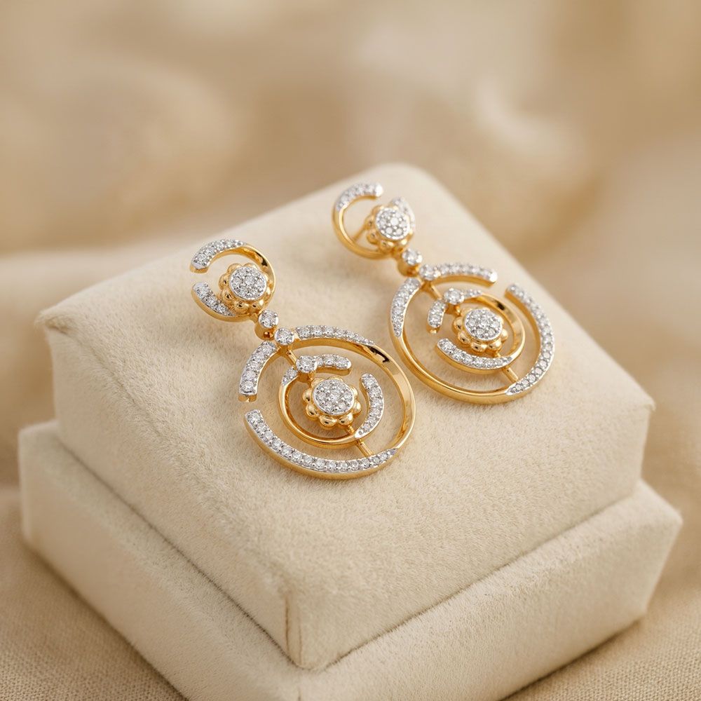 Dazzling Cosmos 14KT Diamond Dangler Earrings-Earrings-OSE26AE6-D400RDC