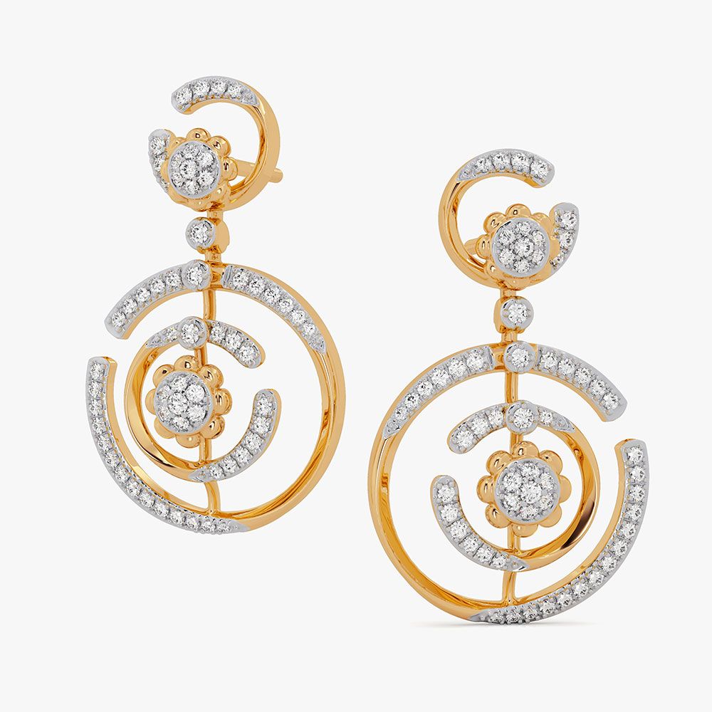 Dazzling Cosmos 14KT Diamond Dangler Earrings-Earrings-OSE26AE6-D400RDC