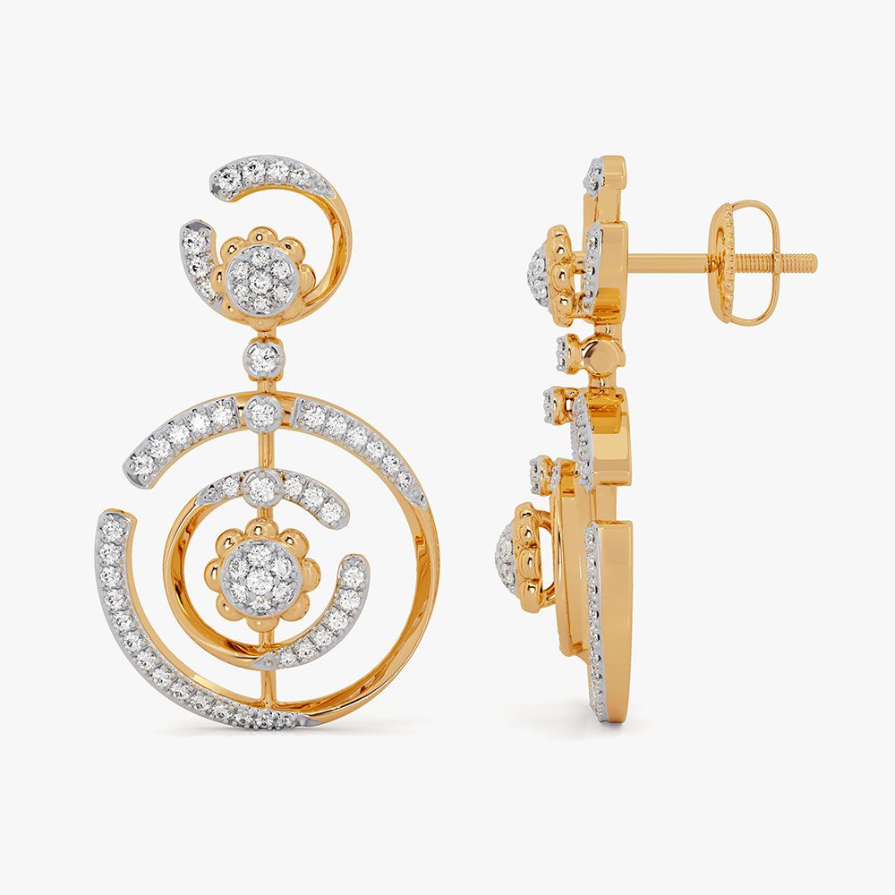 Dazzling Cosmos 14KT Diamond Dangler Earrings-Earrings-OSE26AE6-D400RDC