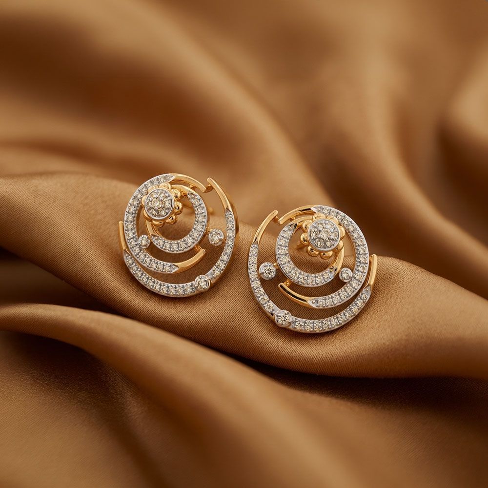 Sparkling Cosmos 14KT Diamond Stud Earrings-Earrings-OSE26AE7-D400RDC