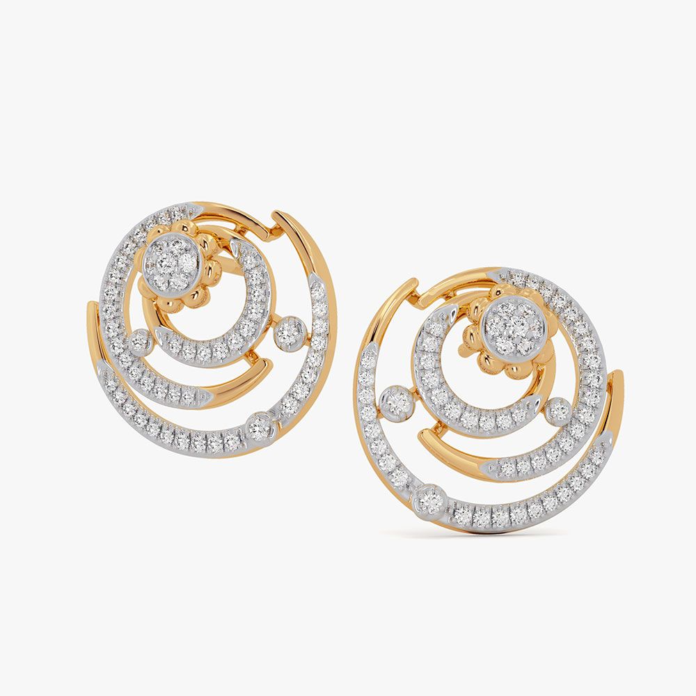 Sparkling Cosmos 14KT Diamond Stud Earrings-Earrings-OSE26AE7-D400RDC