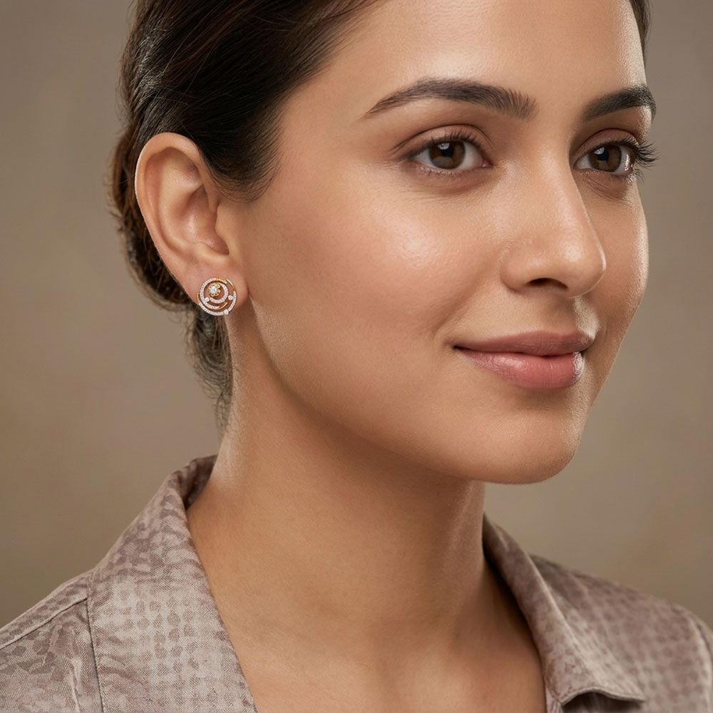 Sparkling Cosmos 14KT Diamond Stud Earrings-Earrings-OSE26AE7-D400RDC