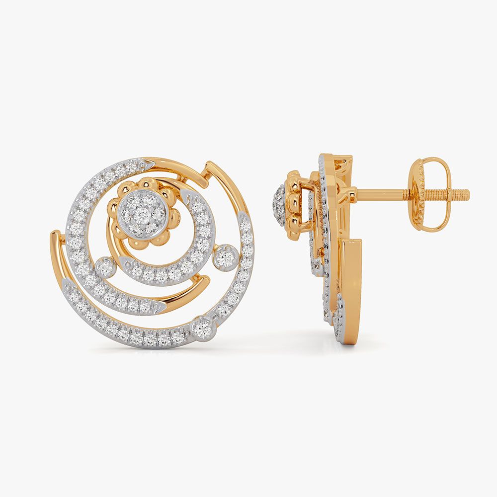Sparkling Cosmos 14KT Diamond Stud Earrings-Earrings-OSE26AE7-D400RDC