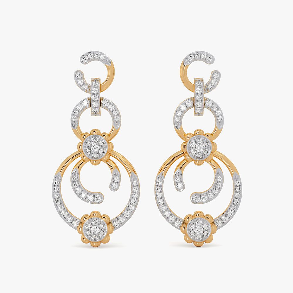 Enchanting Cosmos 14KT Diamond Drop Earrings-Earrings-OSE26AE8-D400RDC