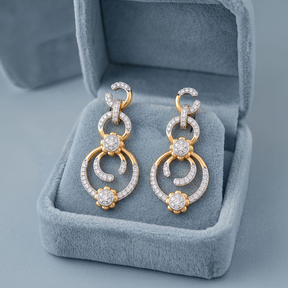 Enchanting Cosmos 14KT Diamond Drop Earrings-Earrings-OSE26AE8-D400RDC