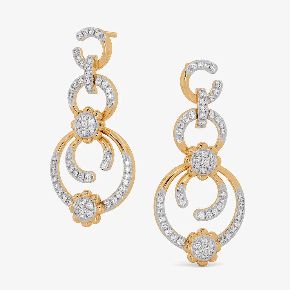 Enchanting Cosmos 14KT Diamond Drop Earrings-Earrings-OSE26AE8-D400RDC