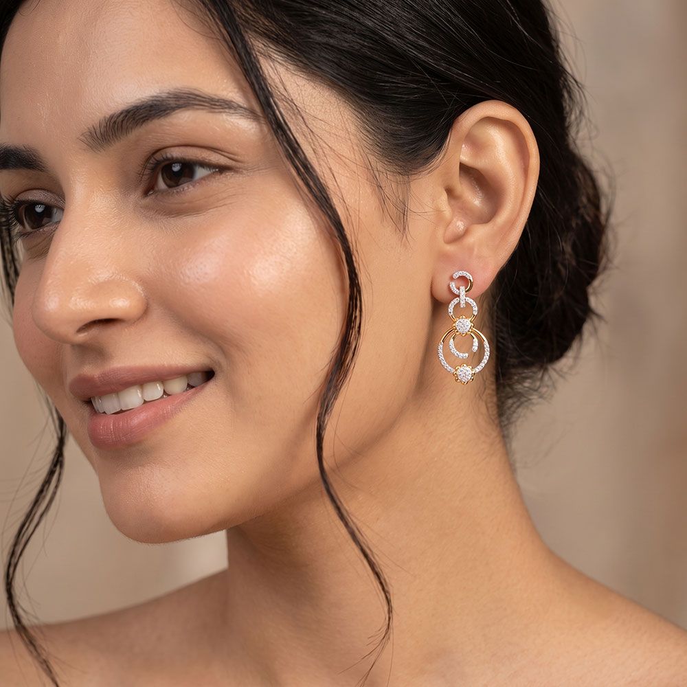 Enchanting Cosmos 14KT Diamond Drop Earrings-Earrings-OSE26AE8-D400RDC