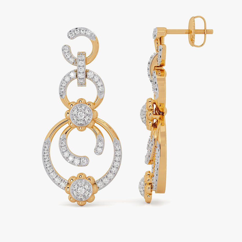 Enchanting Cosmos 14KT Diamond Drop Earrings-Earrings-OSE26AE8-D400RDC