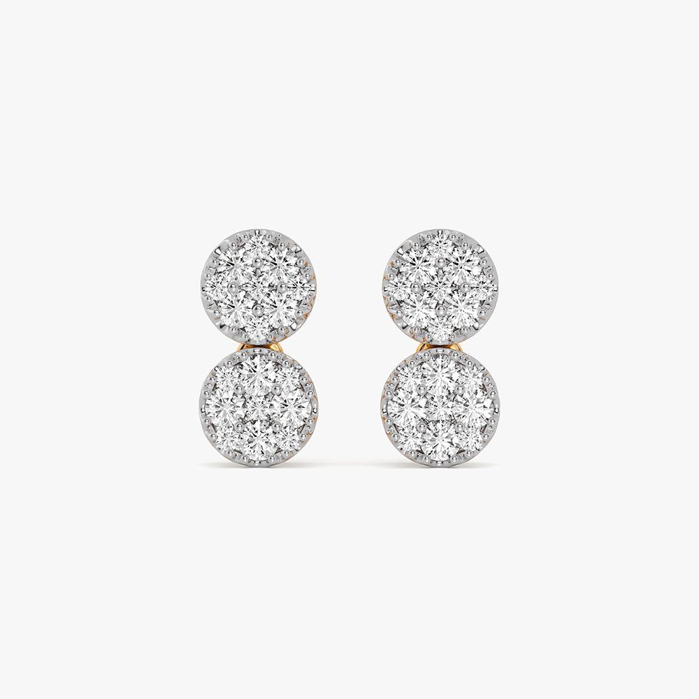 Elegant Drop 14Kt Yellow Gold Diamond Earrings-Earrings-OSE26B30-D400RAC