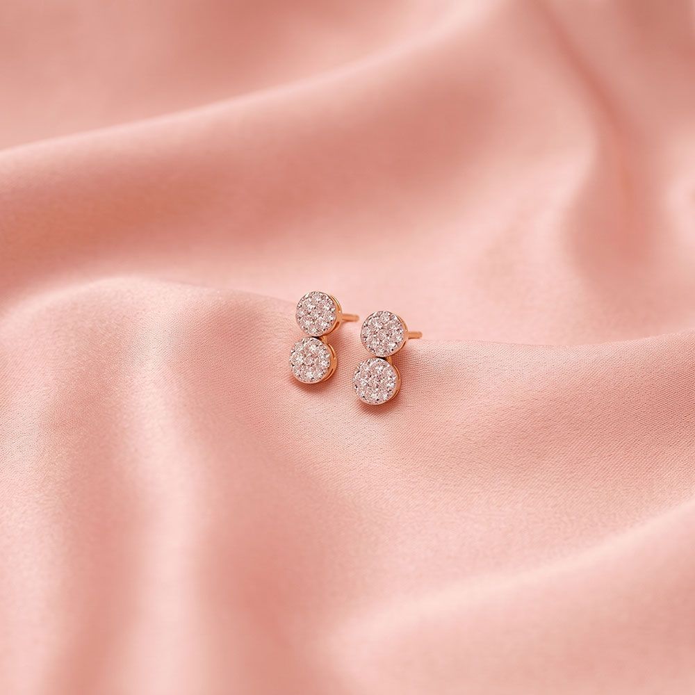 Elegant Drop 14Kt Yellow Gold Diamond Earrings-Earrings-OSE26B30-D400RAC