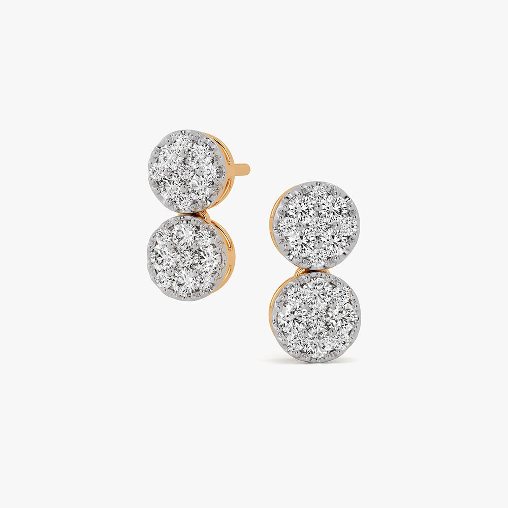 Elegant Drop 14Kt Yellow Gold Diamond Earrings-Earrings-OSE26B30-D400RAC