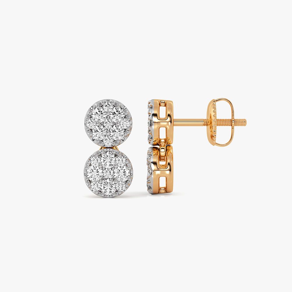 Elegant Drop 14Kt Yellow Gold Diamond Earrings-Earrings-OSE26B30-D400RAC
